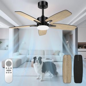 71vl-EzGSXL._AC_SL1500_.jpg MEFINE 42" Five-Blade Ceiling Fan with Light - Wood Grain/Black